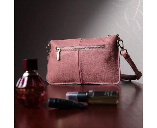 Придбати Красивая женская сумка-клатч с двумя ремнями из натуральной кожи Vintage 22644 Розовая, image , зображення 11, характеристики, відгуки