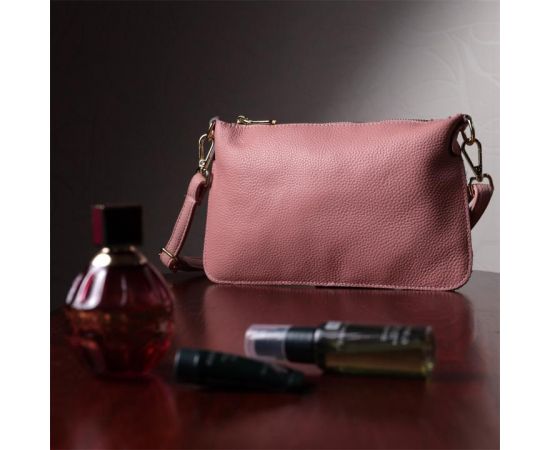 Придбати Красивая женская сумка-клатч с двумя ремнями из натуральной кожи Vintage 22644 Розовая, image , зображення 10, характеристики, відгуки