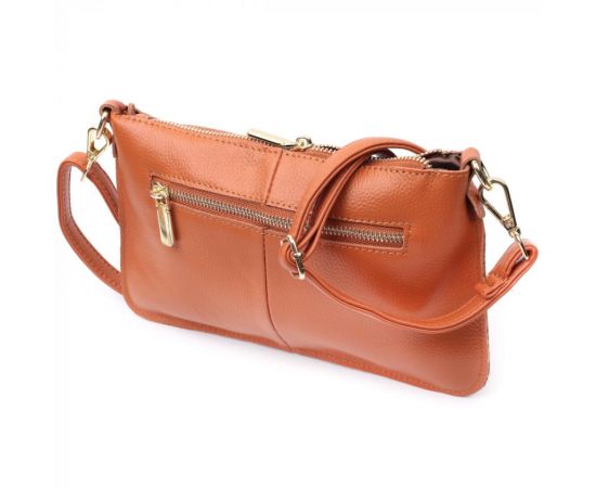 Купить Универсальная женская сумка-клатч с двумя ремнями из натуральной кожи Vintage 22645 Рыжая, фото , изображение 2, характеристики, отзывы