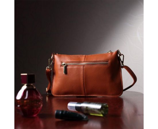 Купить Универсальная женская сумка-клатч с двумя ремнями из натуральной кожи Vintage 22645 Рыжая, фото , изображение 11, характеристики, отзывы