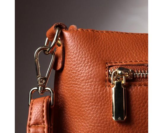 Купить Универсальная женская сумка-клатч с двумя ремнями из натуральной кожи Vintage 22645 Рыжая, фото , изображение 12, характеристики, отзывы