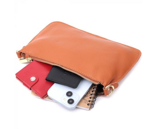 Купить Универсальная женская сумка-клатч с двумя ремнями из натуральной кожи Vintage 22645 Рыжая, фото , изображение 9, характеристики, отзывы