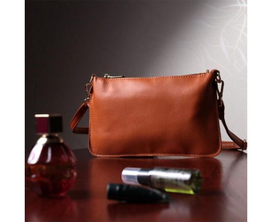 Купить Универсальная женская сумка-клатч с двумя ремнями из натуральной кожи Vintage 22645 Рыжая, фото , изображение 10, характеристики, отзывы