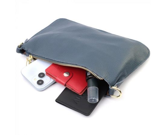 Купить Трендовая женская сумка-клатч с двумя ремнями из натуральной кожи Vintage 22646 Синяя, фото , изображение 11, характеристики, отзывы