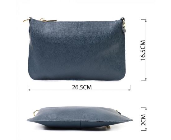 Купить Трендовая женская сумка-клатч с двумя ремнями из натуральной кожи Vintage 22646 Синяя, фото , изображение 3, характеристики, отзывы