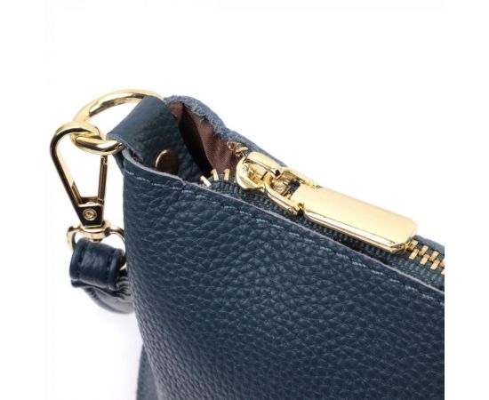 Купить Трендовая женская сумка-клатч с двумя ремнями из натуральной кожи Vintage 22646 Синяя, фото , изображение 8, характеристики, отзывы