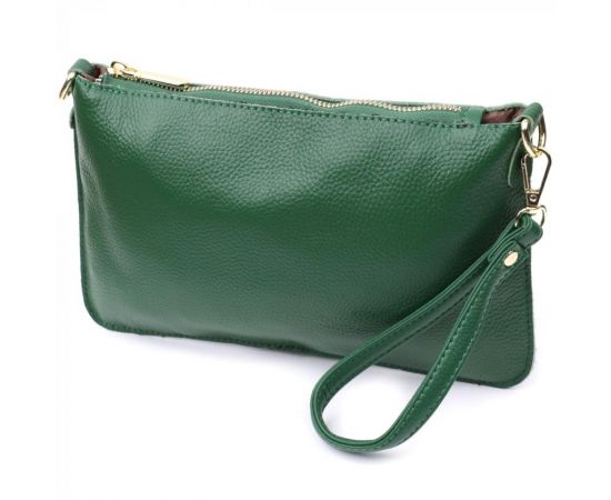 Купить Оригинальная женская сумка-клатч с двумя ремнями из натуральной кожи Vintage 22647 Зеленая, фото , характеристики, отзывы