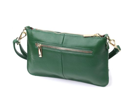 Купить Оригинальная женская сумка-клатч с двумя ремнями из натуральной кожи Vintage 22647 Зеленая, фото , изображение 2, характеристики, отзывы