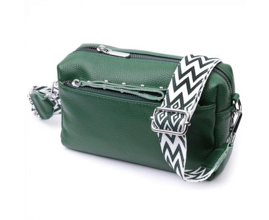 Купить Кожаная женская сумка из стильным бегунком Vintage 22651 Зеленая, фото , характеристики, отзывы