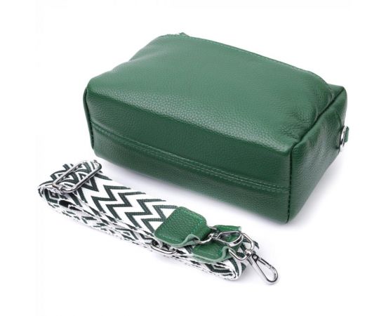 Купить Кожаная женская сумка из стильным бегунком Vintage 22651 Зеленая, фото , изображение 7, характеристики, отзывы