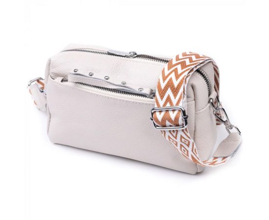 Купить Интересная женская кожаная сумка из стильным бегунком Vintage 22653 Белая, фото , характеристики, отзывы