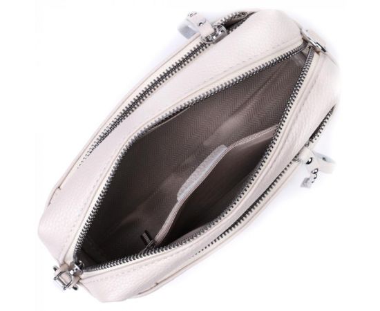 Купить Интересная женская кожаная сумка из стильным бегунком Vintage 22653 Белая, фото , изображение 9, характеристики, отзывы