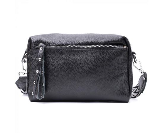 Купить Практичная женская кожаная сумка из стильным бегунком Vintage 22654 Черная, фото , изображение 5, характеристики, отзывы