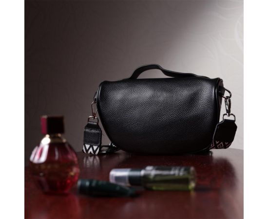 Купить Женская сумка через плечо в классическом цвете из натуральной кожи Vintage 22655 Черный, фото , изображение 11, характеристики, отзывы