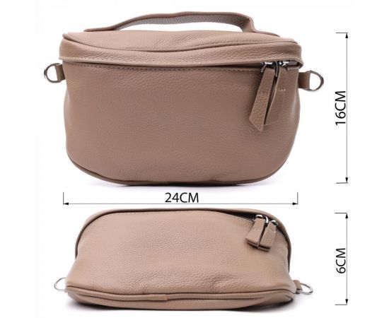 Купить Летняя женская сумка через плечо в классическом цвете из натуральной кожи Vintage 22657 Бежевая, фото , изображение 3, характеристики, отзывы