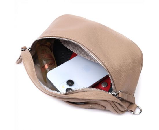 Купить Летняя женская сумка через плечо в классическом цвете из натуральной кожи Vintage 22657 Бежевая, фото , изображение 10, характеристики, отзывы