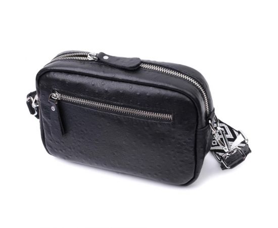 Купить Фактурная сумка для женщин из натуральной кожи Vintage 22659 Черная, фото , изображение 2, характеристики, отзывы