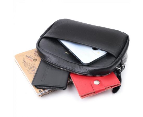 Купить Фактурная сумка для женщин из натуральной кожи Vintage 22659 Черная, фото , изображение 10, характеристики, отзывы