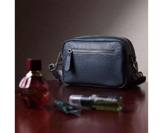 Придбати Интересная сумка для женщин из фактурной натуральной кожи Vintage 22661 Синяя, image , зображення 12, характеристики, відгуки