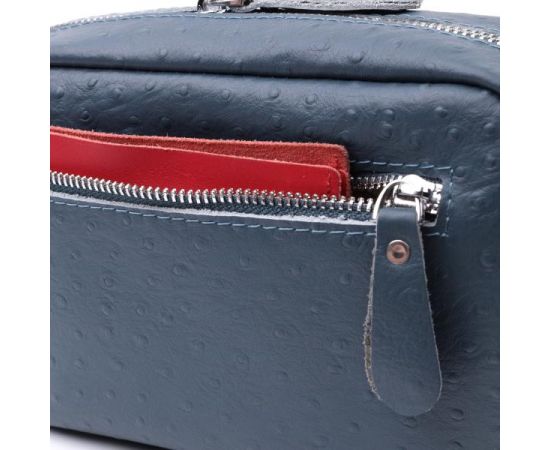 Придбати Интересная сумка для женщин из фактурной натуральной кожи Vintage 22661 Синяя, image , зображення 8, характеристики, відгуки