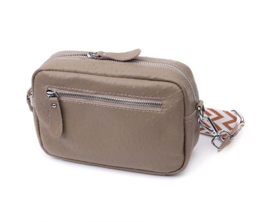 Купить Стильная сумка для женщин из фактурной натуральной кожи Vintage 22662 Бежевая, фото , изображение 2, характеристики, отзывы