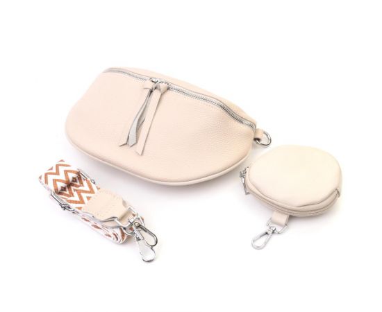 Купить Кожаная сумка для женщин через плечо с мини кошельком Vintage 22664 Белая, фото , изображение 5, характеристики, отзывы