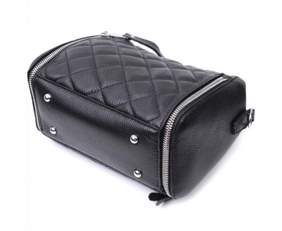 Купить Трендовая сумка для женщин в ромбы из натуральной кожи Vintage 22667 Черная, фото , изображение 5, характеристики, отзывы