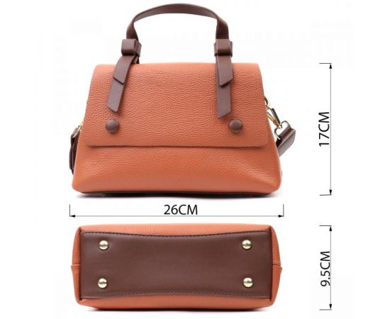 Придбати Элегантная сумка для женщин с короткой ручкой из натуральной кожи Vintage 22669 Рыжая, image , зображення 3, характеристики, відгуки