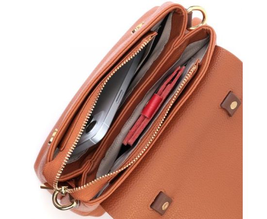 Придбати Элегантная сумка для женщин с короткой ручкой из натуральной кожи Vintage 22669 Рыжая, image , зображення 9, характеристики, відгуки