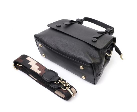 Купить Люксовая сумка для женщин с короткой ручкой из натуральной кожи Vintage 22670 Черная, фото , изображение 7, характеристики, отзывы