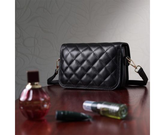 Купить Модная женская сумка с оригинальной защелкой из натуральной кожи Vintage 22671 Черная, фото , изображение 12, характеристики, отзывы