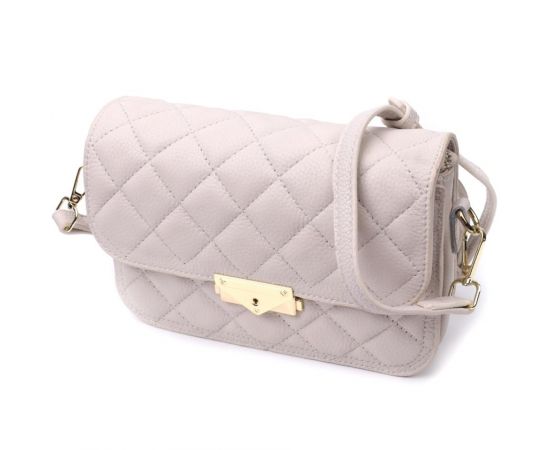 Купить Утонченная женская сумка с оригинальной защелкой из натуральной кожи Vintage 22672 Белая, фото , характеристики, отзывы