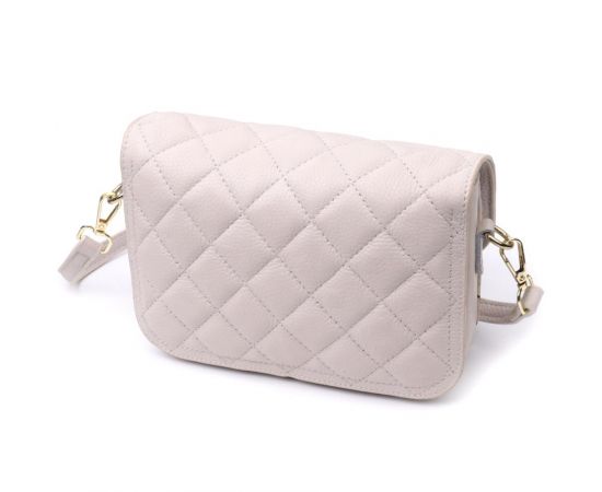 Купить Утонченная женская сумка с оригинальной защелкой из натуральной кожи Vintage 22672 Белая, фото , изображение 2, характеристики, отзывы