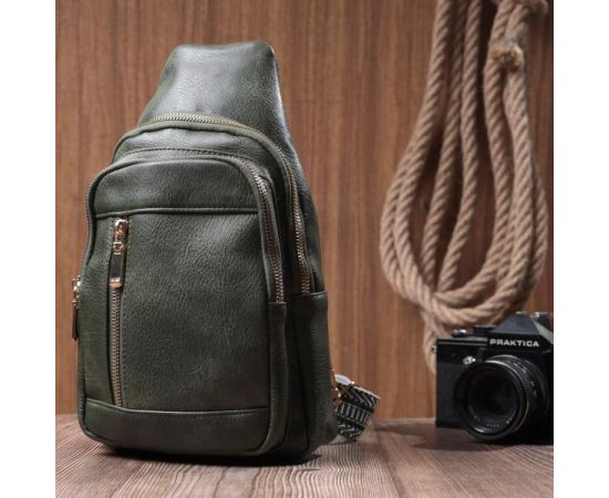 Купить Стильная слинг сумка для женщин из экокожи Vintage 22745 Зеленый, фото , изображение 9, характеристики, отзывы