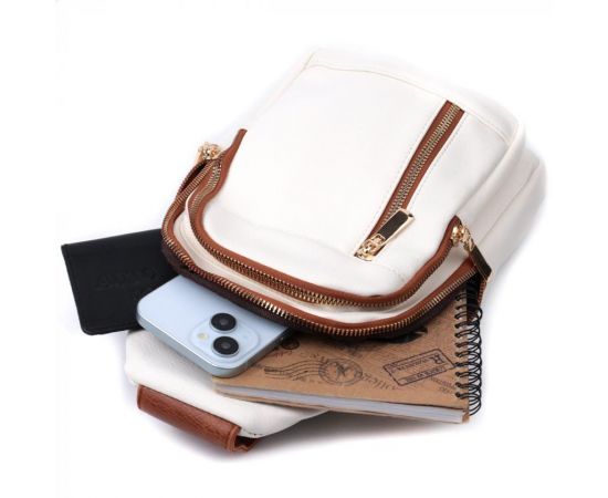Купить Топовая слинг сумка для женщин из экокожи Vintage 22746 Белый, фото , изображение 8, характеристики, отзывы