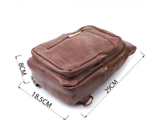 Купить Удобная слинг сумка для женщин из экокожи Vintage 22747 Коричневый, фото , изображение 3, характеристики, отзывы