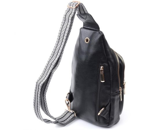 Купить Практичная слинг сумка для женщин из экокожи Vintage 22748 Черный, фото , изображение 2, характеристики, отзывы