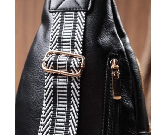 Купить Практичная слинг сумка для женщин из экокожи Vintage 22748 Черный, фото , изображение 11, характеристики, отзывы