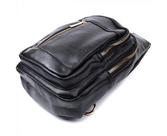 Купить Практичная слинг сумка для женщин из экокожи Vintage 22748 Черный, фото , изображение 6, характеристики, отзывы