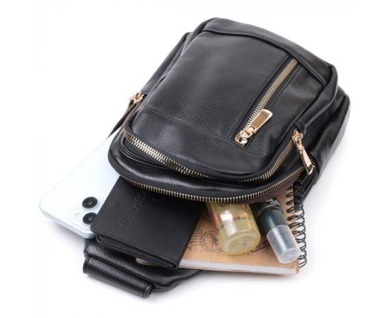 Купить Практичная слинг сумка для женщин из экокожи Vintage 22748 Черный, фото , изображение 8, характеристики, отзывы