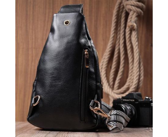 Купить Практичная слинг сумка для женщин из экокожи Vintage 22748 Черный, фото , изображение 10, характеристики, отзывы