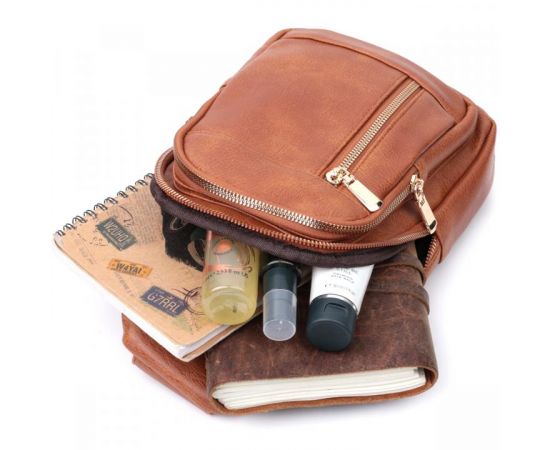 Купить Интересная слинг сумка для женщин из экокожи Vintage 22749 Рыжий, фото , изображение 8, характеристики, отзывы