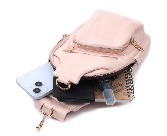 Купить Женская слинг сумка через плечо из экокожи Vintage 22750 Розовый, фото , изображение 8, характеристики, отзывы