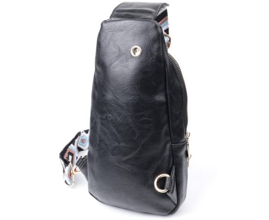 Купить Практичная женская слинг сумка через плечо из экокожи Vintage 22754 Черный, фото , изображение 2, характеристики, отзывы
