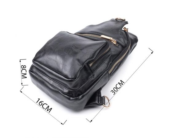 Купить Практичная женская слинг сумка через плечо из экокожи Vintage 22754 Черный, фото , изображение 3, характеристики, отзывы