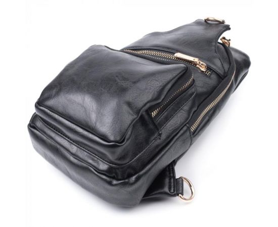 Купить Практичная женская слинг сумка через плечо из экокожи Vintage 22754 Черный, фото , изображение 6, характеристики, отзывы