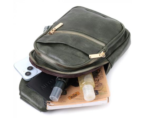 Купить Удобная женская сумка с одной лямкой через плечо из экокожи Vintage 22756 Зеленый, фото , изображение 8, характеристики, отзывы