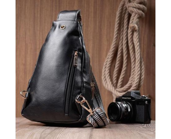 Купить Интересная женская сумка с одной лямкой через плечо из экокожи Vintage 22759 Черный, фото , изображение 10, характеристики, отзывы