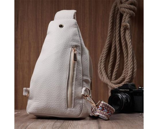 Купить Популярная женская сумка с одной лямкой через плечо из крупнозернистой экокожи Vintage 22761 Молочный, фото , изображение 11, характеристики, отзывы