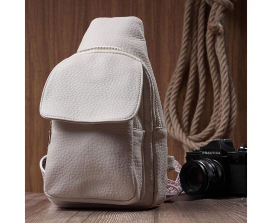 Купить Популярная женская сумка с одной лямкой через плечо из крупнозернистой экокожи Vintage 22761 Молочный, фото , изображение 10, характеристики, отзывы